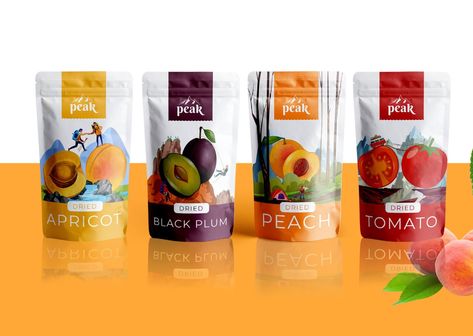 Peak dried fruits on Packaging of the World - Creative Package Design Gallery Dried Vegetables Packaging, Frozen Fruit Packaging Design, Fruit Snack Packaging, Dried Fruits Packaging, Dried Fruit Packaging, Fruits Packaging, Freeze Dried Vegetables, Frozen Food Packaging, Food Web Design