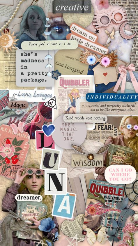 Scrap Wallpaper, Luna Love Good, Luna Lovegood Wallpaper, Luna Lovegood Outfits, Luna Aesthetic, Agenda Vintage, Wallpaper Collages, Diary Book, Love Dream