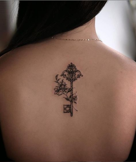 A women's lifestyle destination dedicated to style, entertainment, love, and living beautifully. Key Tattoo With Flowers, Key Tattoos For Women, Key Tattoo Designs For Women, Small Key Tattoos For Women, Floral Key Tattoo, Vintage Key Tattoos For Women, Magazine Tattoo, Tattoo Key, Skeleton Key Tattoo