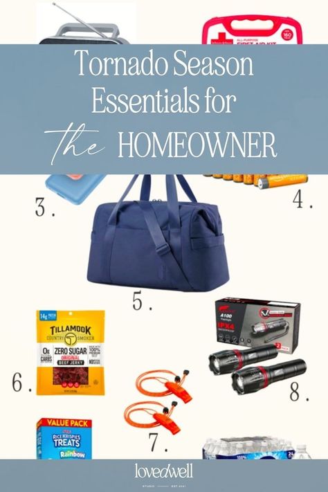 Prepare for tornado season with these tornado season essentials for homeowners! I'm sharing homeowner tips on how to improve your tornado preparedness, from creating an emergency plan to protecting your house in advance, and assembling a tornado emergency kit. If you are prepared ahead of time with this tornado prep kit, you will have one less thing to stress about if a tornado hits your town! Tornado Preparedness Kit, Tornado Prep, Tornado Safety Tips, Tornado Preparedness, Storm Preparedness, Tornado Season, Storm Prep, Tornado Shelter, Homeowner Tips