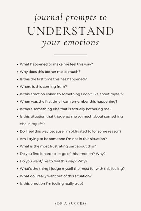 35 journal prompts to understand your emotions Therapy Journaling Prompts, Journal For Therapy, Morning Prompts, Content Questions, Brain Dumping, Therapy Journaling, Mindfulness Journal Prompts, How To Journal, Mindset Work