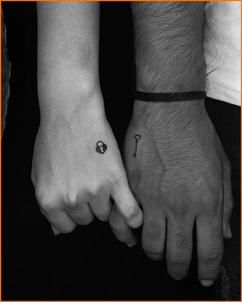 Heart Lock And Key Tattoo Couples, Lock And Key Finger Tattoo, Lock N Key Tattoo Ideas, Couple Tattoos Key And Lock, Connecting Couples Tattoos, Locked Up Tattoo, Locked In Tattoo, Secret Couple Tattoo, Small Lock And Key Tattoo