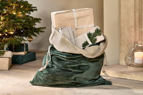 Karru Cotton Velvet Sack - Forest Green – Nkuku Christmas Festivities, Gift Sack, Christmas Sack, Forest Green Color, Santa Sack, Eco Friendly Fabric, Christmas Gift Wrapping, Christmas Morning, Cotton Velvet