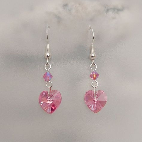 Lead Glass, Shell Beads Necklace, Heart Jewellery, Crystal Heart Earrings, Swarovski Heart, Swarovski Crystal Hearts, Pink Swarovski, Felt Garland, Swarovski Earrings