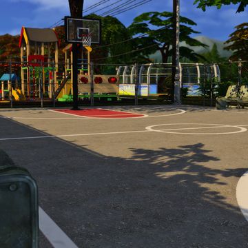 Sims 4 Lots Park, Sims 4 Pavement Cc, Sims 4 Skate Park, Sims 4 Backyard Cc Patreon, Sims 4 Cc Basketball Court, Sims 4 Park Builds, Park Sims 4 Cc, Sims 4 Basketball Court, Urban Lots Sims 4