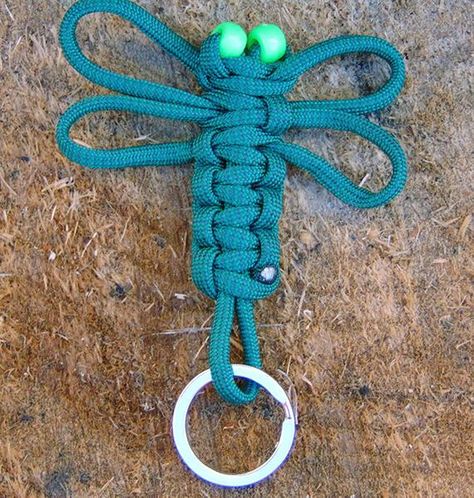 Paracord Dragonfly Key Chain - Made to Order Paracord Dragonfly, Paracord Projects Tutorials, Diy Wallet Pattern, Lanyard Tutorial, Dragonfly Keychain, Paracord Weaves, Paracord Projects Diy, Paracord Accessories, Pony Bead Projects