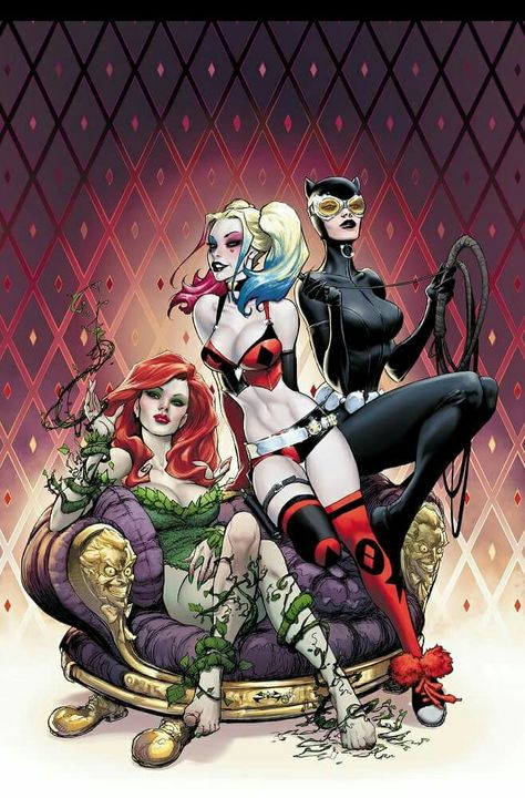 Poison Ivy, Harley Quinn, and Catwoman Harley Quinn Kunst, Joker E Harley Quinn, Joker Y Harley Quinn, Harley Quinn Drawing, Cat Women, Harley Quinn Artwork, Gotham Girls, Harley Quinn Comic, Arte Dc Comics