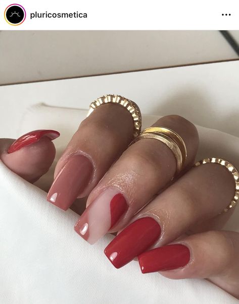 Fall Manicure Ideas 2024, Red Round Nails Design, Orange Rust Nails, Mani Pedi Combos Fall 2024, Red Winter Nails Acrylic, Nail Design Burgundy, Dip Nail Colors Winter, Red Nail Trend, Red And Nude Nails