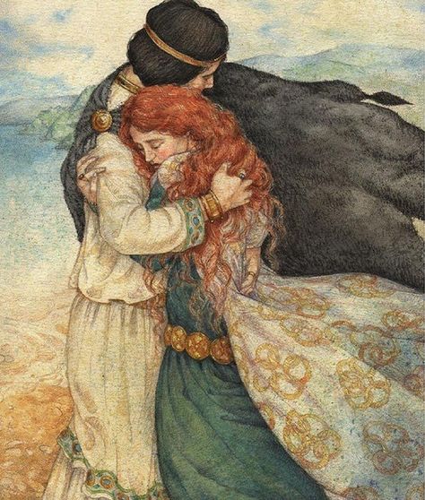 (“Neither me without you, nor you without me.”)  Tristan & Iseult Medieval Romance, Roi Arthur, Pre Raphaelite Art, Pre Raphaelite, Art Et Illustration, Fairytale Art, Romantic Art, Arte Fantasy, Art And Illustration