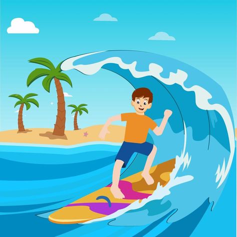 Surfing Clipart, Summer Surfing, Meaningful Drawings, Ocean Wave, Ocean Waves, Ux Design, On Board, Amazing Women, Vector Art