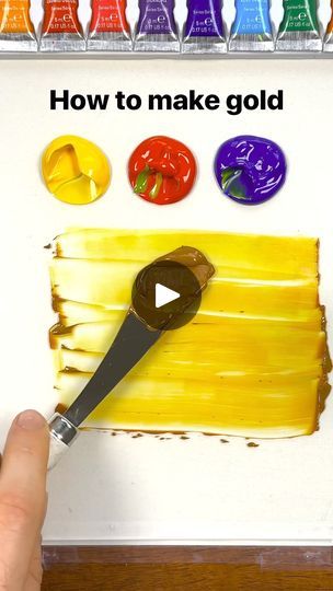 2.7M views · 32K reactions | Mixing Primary Colors to make Gold, Skin Tones & 15 New Colors | How primary colors can be used to make a variety of palettes | By JoshuaFacebook How To Make Golden Colour Paint, How To Make Gold Paint, What Colors Make Gold, Mixing Primary Colors, Gold Acrylic Paint, Learn Watercolor Painting, Learn Watercolor, Smart Things, Shades Of Gold