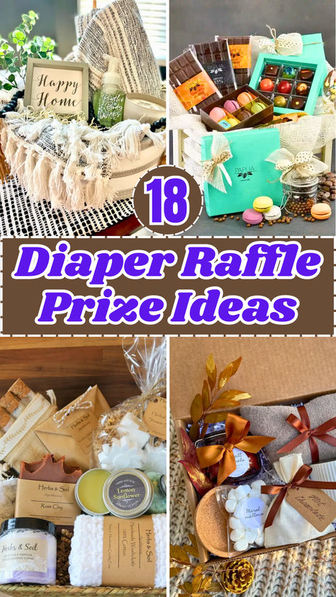 Looking for unique diaper raffle prizes to wow your baby shower guests? Here are 18 fun and creative ideas that everyone will love! From gift cards to pampering sets, these prizes are perfect for adding a little extra excitement to your event. Prize Basket Ideas For Showers, Baby Shower Gift Baskets For Guests, Baby Shower Raffle Gift Basket Ideas, Baby Shower Raffle Prizes Baskets, Prize Gifts For Baby Shower Games, Prizes For Baby Shower Games Gift Ideas, Gift Basket Ideas For Baby Shower Prizes, Gender Reveal Raffle Prize Ideas, Baby Shower Gifts For Guests For Games Prize Ideas