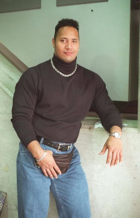 The Rock Turtleneck, Dad Costume, Rock Costume, Rock Meme, Caps Lock, Dwayne The Rock Johnson, The Rock Johnson, 90s Costume, Famous Pictures