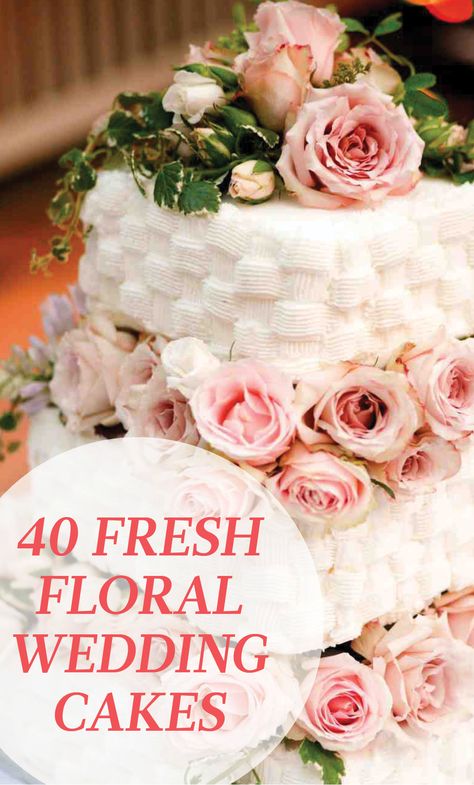 Wedding Cakes Fresh Flowers, Cake Decorating With Real Flowers, Fresh Flowers On Wedding Cake, Wedding Cakes With Real Flowers, Flower Topped Cake, Garden Wedding Cake, 2 Tier Wedding Cakes, Spring Wedding Cake, Wedding Cake Fresh Flowers