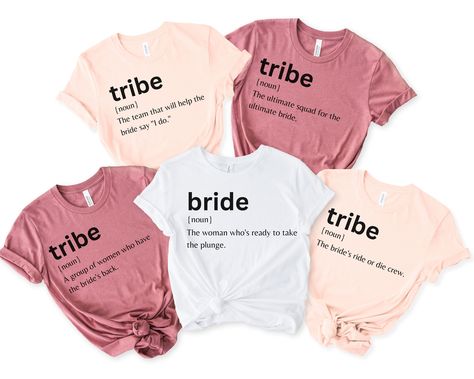 Celebrate your upcoming wedding with these matching "Bachelorette Party" t-shirts! These soft and comfortable t-shirts are perfect for engagement photo shoots, bridal showers, bachelorette parties, and rehearsal dinners. They also make a great anniversary gift to remind you of your special day. Our t-shirts are made with high-quality, lightweight material that is breathable and perfect for any season. The classic design features black lettering on a white background, making them easy to match wi Bridal Shower T Shirt Ideas, Bridal Shirts Ideas, Bachelorette T Shirt Ideas, Bachelorette Tshirt Ideas, Bachelorette Shirt Ideas, Bachelorette Party Tshirt, Bachelorette Party Tshirts, Wedding Tshirts, Team Bride Shirts