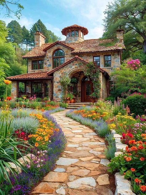 Rustic House Exterior, English Countryside Home, Storybook Homes, Stone Cottages, Beautiful House Plans, Countryside House, Village House Design, Cute House, Dream House Exterior