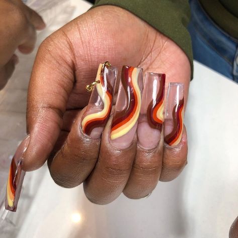 NOIR NAILS on Instagram: “That 90s vibe. #nails #nailart #70s #70svibe #nailboss #naildesigns #brooklynnailtech #brooklynnails #nycsalon #melanin #lanails #lahair…” 70s Nail Designs, 70s Nails, Vibe Nails, La Nails, 90s Vibes, Nail Inspiration, Nails Nailart, Nail Tech, Nails Inspiration