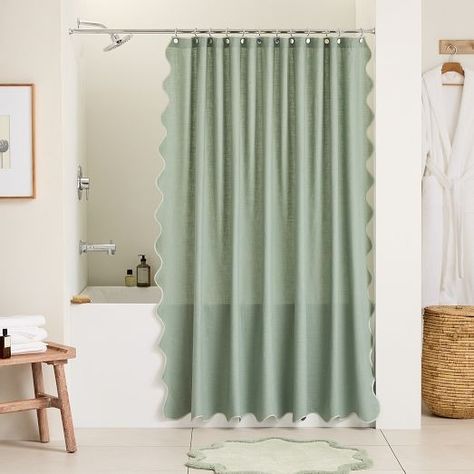 Shower Curtains | West Elm Farmhouse Shower Curtain, Cool Shower Curtains, Downstairs Bathroom, Wood Wall Mirror, Upstairs Bathrooms, Curtain Designs, Fabric Shower Curtains, Key Details, Kids' Bathroom