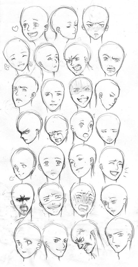 Expressions Drawing, Different Facial Expressions, Facial Expressions Drawing, Drawing Face Expressions, Face Drawing Reference, Manga Drawing Tutorials, Drawing Faces, Small Drawings, Anime Expressions