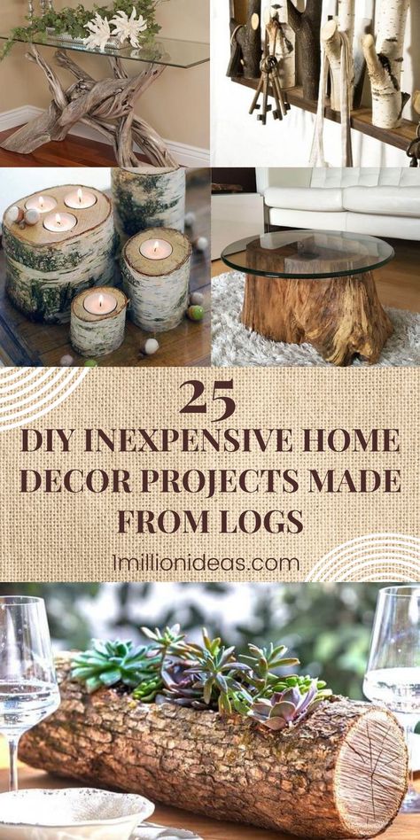 If you have a tree cut down, or a rigid, dead tree stump with bare bases in the garden. Don’t throw or burn it quickly! There are countless options to transform them into a striking focal point to decorate your living space. From coat rack, table, ladder for photo display, and more, these are projects you can make easily to change your home more beautiful and outstanding. Log Candle Holders Diy, Tree Stumps Diy, Tree Bark Crafts, Tree Trunk Slices, Bark Idea, Tree Stump Decor, Log Decor, Wood Log Crafts, Tree Stump Table