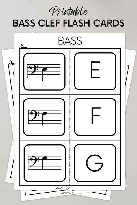 Music Flashcards, Flash Card Template, Bass Clef Notes, Read Music, Music Notation, Bass Clef, Learning To Read, Music Teachers, Music Student