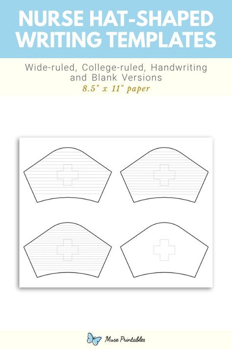 Free printable nurse hat shaped writing templates. This PDF download includes wide ruled, narrow ruled, handwriting, and blank versions. Download the templates at https://museprintables.com/download/writing-template/nurse-hat-shaped/ Writing Paper Template, Handwriting Lines, Lined Writing Paper, Nurse Hat, Writing Templates, Paper Template, Writing Paper, Handwriting, Pdf Download