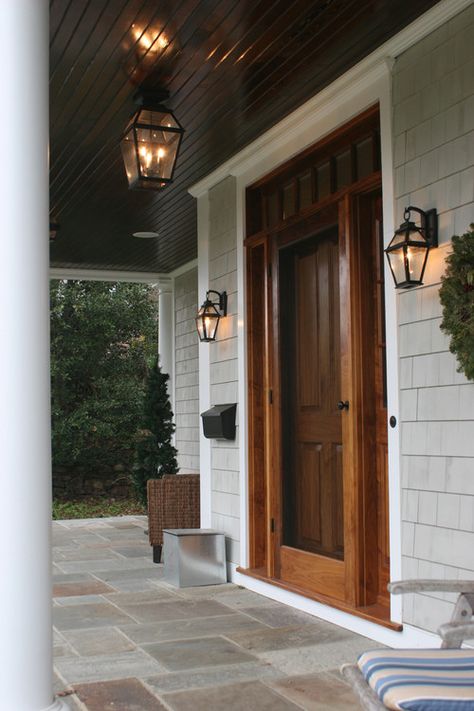 Add Curb Appeal with These Ideas! • Queen Bee of Honey Dos Front Door With Storm Door, Door With Storm Door, Front Door Images, Front Door With Screen, Wood Storm Doors, Wood Front Door, Wood Screen Door, Front Door Lighting, Wooden Screen Door