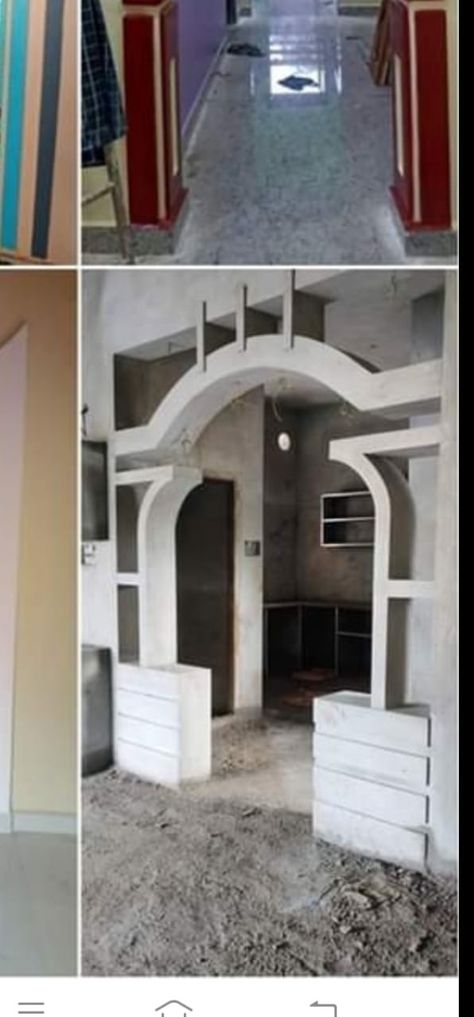 Kitchen Entrance Arch Design, Simple Arch Design For Hall, Hall To Dining Arch Design, Arch Design For Hall, Entrance Arch Design, Arch Designs For Hall, Entrance Arch, Arabic Decor, Pvc Ceiling Design