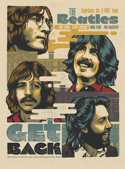 The Beatles - Get Back Movie Poster :: Behance Beatles Illustration, Beatles Concert, The Beatles Poster, The Beatles Get Back, Beatles Get Back, Mundo Hippie, Beatles Wallpaper, Beatles Cartoon, Beatles Poster