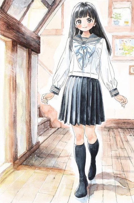 Akebi Chan No Sailor Fuku Manga, Akebi Sailor Uniform, Sailor Fuku, Sailor Uniform, Anime Fandom, Manga Artist, 영감을 주는 캐릭터, Anime Sketch, Kawaii Girl