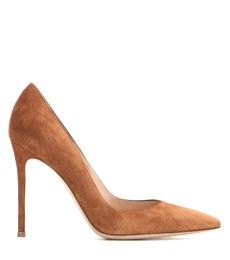 Gianvito Rossi - Suede pumps - mytheresa.com Brown Dress With Heels, Vintage Pumps Shoes, Dress With Heels, Dark Brown Dress, Tan Pumps, Elegant Pumps, Orange Heels, Rossi Shoes, Suede Leather Shoes