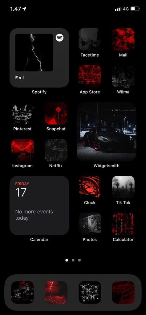 Red Widget Homescreen, Red And Black Iphone Layout, Widget Iphone Aesthetic Ideas Black, Red Black Homescreen, Homescreen Layout Iphone Black, Iphone Theme Ideas Red, Phone Themes Black, Dark Red Homescreen Layout, Black And Red Phone Theme