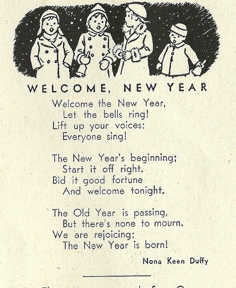 A charming vintage New Year's poem from the 1940s. * For free Christmas toys Arielle Gabriels The International Society of Paper Dolls also free China and Japan toys The China Adventures of Arielle Gabriel * New Year Poems Poetry, January Poem, Vintage New Years, New Year Poem, Nursery Rhymes Poems, Japan Toys, Christmas Poem, New Years Eve Day, Winter Poems