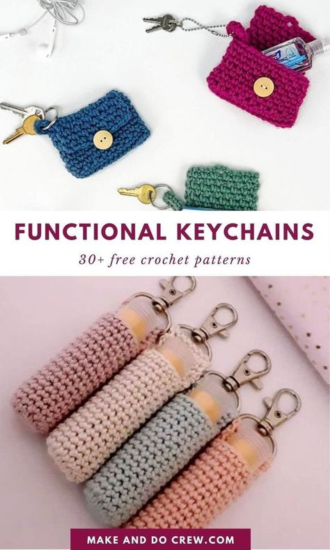 Looking for quick and easy crochet projects? Discover a collection of free crochet keychain patterns curated by Make and Do Crew. From adorable mini crochet animals to stylish bag charms and airpods cases, these keychains make great first day of school gifts for teachers or students. Try making crochet a lanyard, purse charm, or a DIY luggage tag. Visit our blog, get creative with your scrap yarn stash, and enjoy these small and fast crochet patterns. - Amigurumi Crochet Patterns Free Crochet Keychain, Crochet Keychain Patterns, Crochet Teacher Gifts, Small Crochet Gifts, Keychain Patterns, Crochet Keychains, Scrap Yarn Crochet, Fast Crochet, Diy Luggage