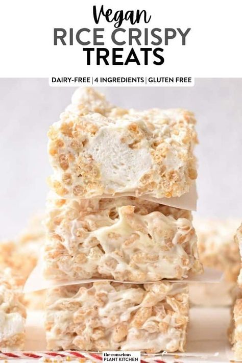 Vegan Rice Crispy Treats Rice Crispy Treats Christmas, Vegan Rice Crispy Treats, Vegan Rice Krispie Treats, Aip Baking, Crispy Treats Recipe, Rice Crispy Treats Recipe, Vegan Marshmallows, Krispie Treats Recipe, Vegan Rice