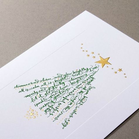 Calligraphic Christmas Tree Card | Handmade Calligraphy Christmas Cards Christmas Tree Cards Handmade, Calligraphy Christmas Cards, Calligraphy Christmas, Xmas Gift Wrap, Christmas Calligraphy, Calligraphy Cards, Christmas Typography, Diy Christmas Tree Ornaments, Homemade Christmas Cards