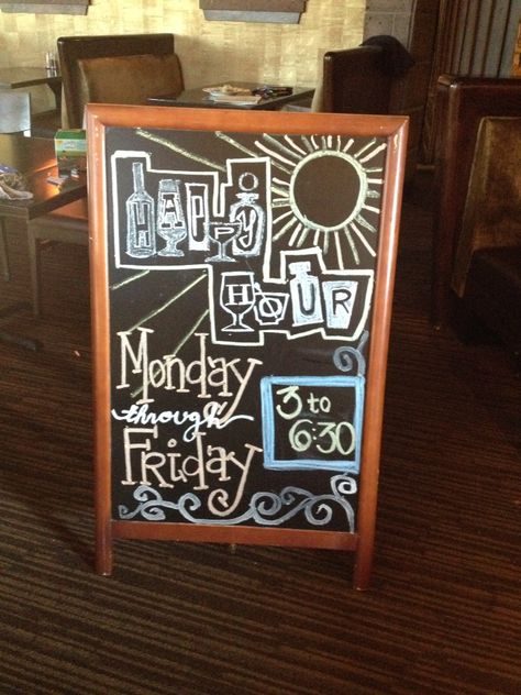 Chalkboard i did for my works happy hour Happy Hour Sign Ideas, Happy Hour Chalkboard Signs, Happy Hour Chalkboard, Bar Chalkboard Ideas, Happy Hour Sign, Bar Chalkboard, Chalkboard Ideas, Sign Ideas, Art Happy