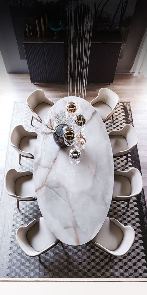 roll keramik | tables | Cattelan Italia Modern Round Dining Room Table, Dining Table Interior, Marble Dinning Table, Mesa Oval, Dining Table Design Modern, Dining Room Paint Colors, Luxury Dining Tables, Marble Top Dining Table, Round Dining Room