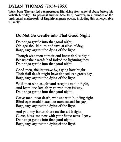 Interstellar... Dr Brand. Do not go gentle into that good night. Dylan Thomas Dylan Thomas Do Not Go Gentle, Do Not Go Gentle Into That Good Night, Night Poetry, Do Not Go Gentle, Night Poem, Favorite Poems, Dylan Thomas, Dover Publications, Poetry Words