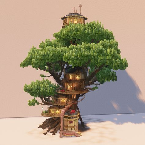 Tree Base Minecraft, Minecraft Tree Farm Design, Minecraft Tree Village, Minecraft Greenery, Minecraft Palm Tree, Minecraft Brewing, Tree House Minecraft, Aesthetic Minecraft Builds, Minecraft Storage