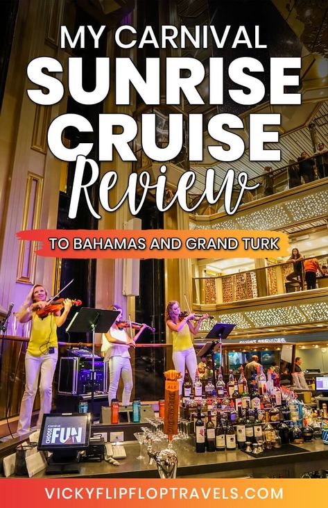 I went on the Sunrise Carnival Cruise for a week from Miami to Grand Turk, Nassau and Princess Cays. Here's what you can expect from a trip on the Carnival Sunrise, and what you will need to take and see. There's a video too! #carnivalsunrise #sunrisecarnival #carnivalcruises #cruise Carnival Sunrise, Carnival Elation, Carnival Cruise Tips, Carnival Sunshine, Cruise Attire, Grand Turk, Flying Scotsman, Cruise Essentials, Cruise Boat