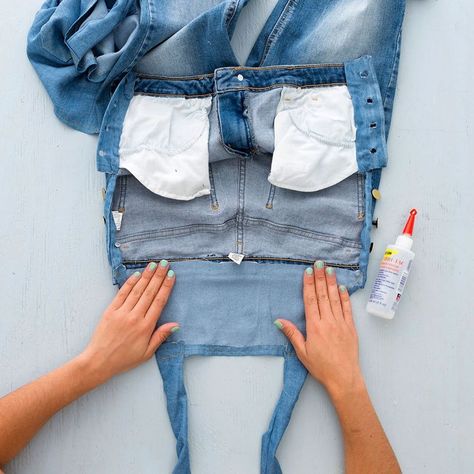 Create Custom Overalls With This DIY Hack Turn Jeans Into Overalls, Diy Overalls From Jeans, Custom Overalls, Diy Overalls, Diy Clothes Tutorial, Jean Overall Dress, Maternity Overalls, Diy Hack, Shabby Chic Clothes