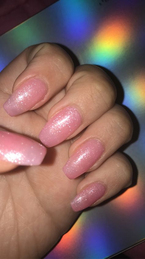 Pastel Pink Glitter Nails, Glitter Light Pink Nails, Clear Pink Sparkle Nails, Glittery Light Pink Nails, Sparkly Pink Nails Acrylics, Light Pink Shimmery Nails, Baby Pink Sparkly Nails, Baby Pink Sparkle Nails, Pink Sparkle Nails Acrylic