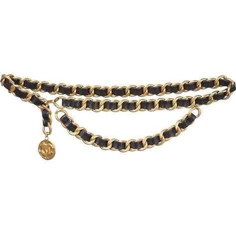 Chanel Vintage two chain belt (£1,440) ❤ liked on Polyvore featuring accessories, belts, jewelry, black, chanel belt, black chain belt, 100 leather belt, black belt and leather belt Belt Chanel, Chanel Chain Belt, Belts Vintage, Coin Belt, Belt Chain, Vintage Leather Belts, Belt Vintage, Chanel Chanel, Chain Belts