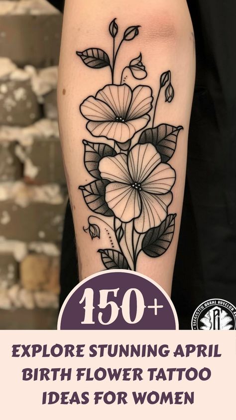 Discover beautiful April Birth Flower tattoo design ideas for women to inspire your next ink! From delicate Daisy and Sweet Pea tattoos to intricate sleeve or thigh designs, find the perfect floral tattoo to symbolize your April birthday. Whether you prefer traditional, neo-traditional, small, colorful, or arm tattoos, these artistic ideas are sure to spark creativity for your next tattoo masterpiece. Explore the beauty and symbolism of April's birth flowers with these stunning tattoo inspiratio April Birth Flower Tattoo Sweet Peas, April Tattoo Ideas Birth Month, Sweet Pea Tattoo Design, March Tattoo Ideas Birth Month, August Tattoo Ideas, April Flower Tattoo, April Tattoos, Sweet Pea Flower Tattoo, Flower Tattoo Ideas For Women