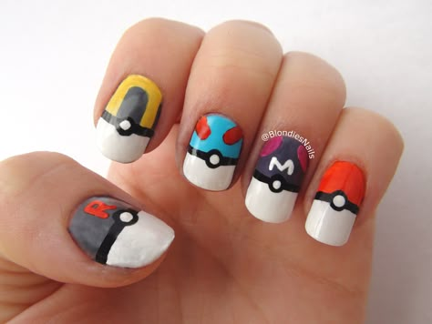 Orlando Nails, Kids Nails, Pokémon Party, Pokemon Ball, Pokemon Birthday Party, Ideas For Nails, Nail Prep, Nail Pictures, Pokemon Party