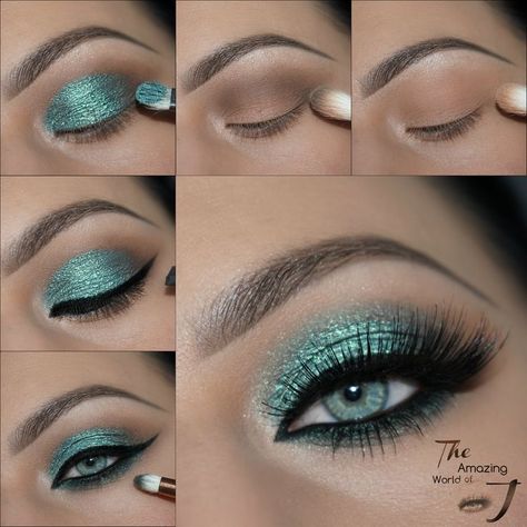 Green Eyeshadow Makeup, Green Makeup Tutorial, Eyeshadow Makeup Tutorial, Make Up Designs, Makeup Tutorial Eyeshadow, Green Makeup, Eye Makeup Steps, Green Eye, Beauty Make-up