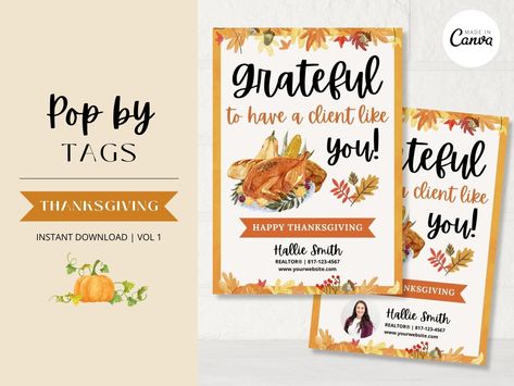 Thanksgiving Real Estate, Fall Templates, Pop By, Realtor Cards, Thanksgiving Gift Tags, Teachers Thanksgiving, Realtor Social Media, Real Estate Postcards, Teacher Gift Tags