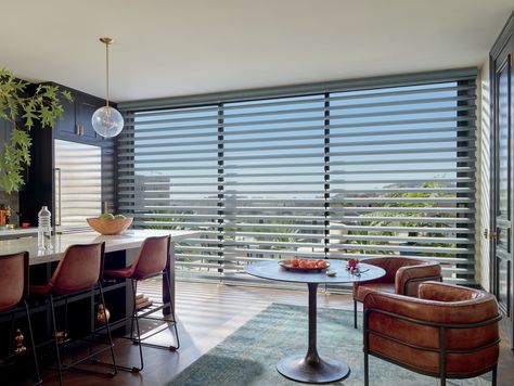 Your perfect #light. Your perfect #view. Introducing #HunterDouglas Pirouette ClearView Shadings, the newest iteration of our Pirouette design. They provide variable #lightcontrol and a virtually unobstructed view to the outside, all while protecting your interiors from harsh #sunlight. #ThePerfectShade #HomeDecor #HomeDesign #HomeIdeas #DesignIdeas #WindowShades Hunter Douglas Woven Wood Shades, Hunter Douglas Vertical Blinds, Silhouette Blinds Hunter Douglas, Hunter Douglas Shades, Bay Window Treatments, Custom Shutters, Honeycomb Shades, Shutter Blinds, Woven Wood Shades