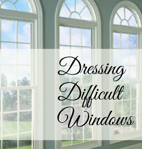 Designing Curtains for Challenging Windows Transom Window Treatments, Arched Window Coverings, Curtains For Arched Windows, Arched Window Treatments, Family Room Windows, Palladian Window, Drapery Treatments, Window Treatments Curtains, Beach Living Room